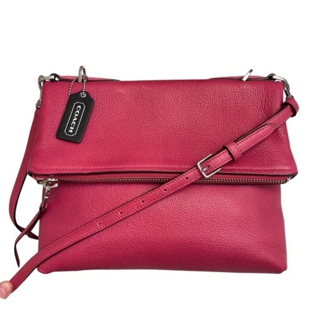 Coach pink leather foldover crossbody bag
